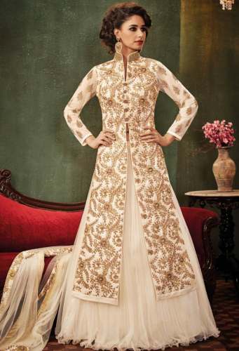 Wedding Wear Indo Western Lehenga Style Suit by Jain Boutique