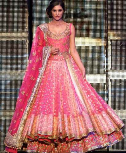 Wedding Wear Pink Embroidered Lehenga  by Jain Boutique