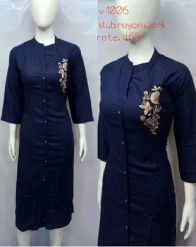 Ladies Rayon Hand Work Kurti by Vaishnavi Selections