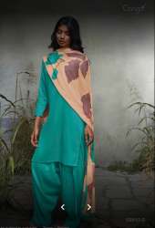 Flower Print Dupatta Kurti Pant Set  