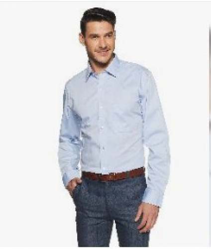 Mens Sky Blue Plain Casual Shirt  by Fatima Fashion