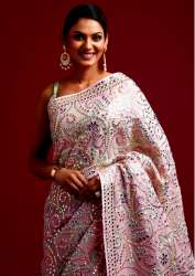 Designer Bridal Wear Mirror work Saree