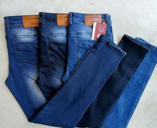 Plain Regular Fit Men Dobby Jeans by Kamdar Nandlal Ratilal