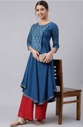 Poly Crepe Digital Print Flared Kurti