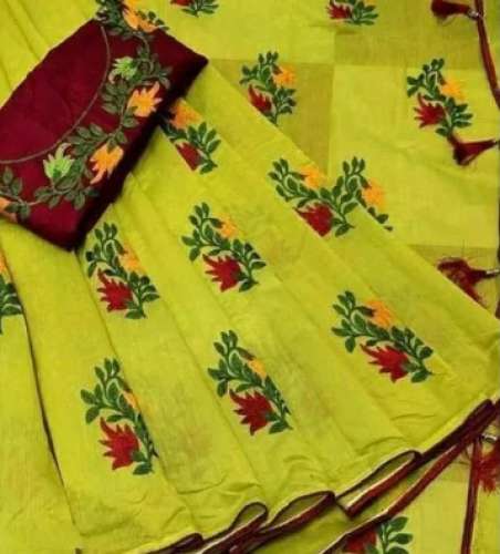 Party Wear Embroidered Chanderi Silk Cotton Saree by Madhura Meeenakshi Silks