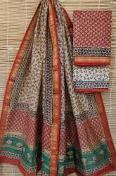 Multi Color Ikat Printed Dress Material For Ladies