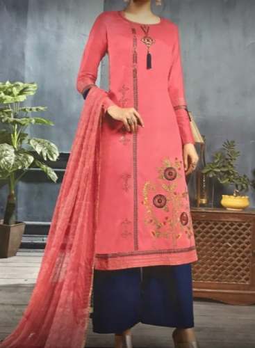 Pink And Blue Dress Material For Women by Dhawan Boutique