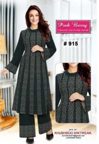 Woolen Black Palazo Suit Set 