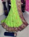 Ladies Silk With Heavy Embroidery Work Saree