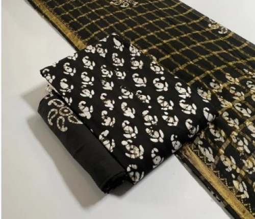 Black Wax Batik Jam Cotton dress Material  by Amit Fashion