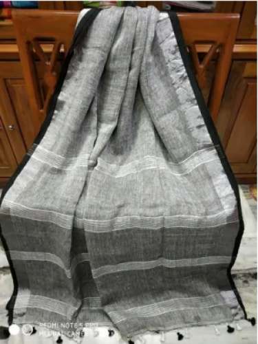 Ladies Hand Made Plain Linen Saree