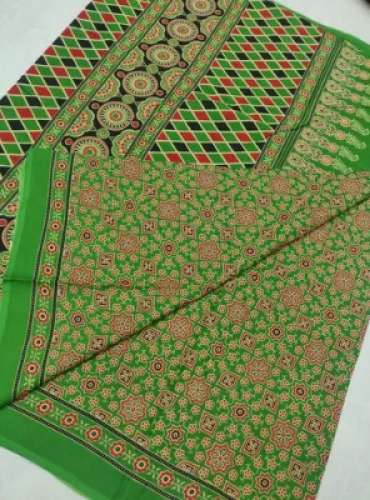 Ajrak Print Cotton Saree by Rama Textile