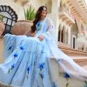 Blue Cotton Printed Maxi Gown With Dupatta thumb 2