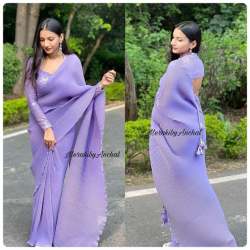 Latest Georgette Crush Saree With Stitch Blouse