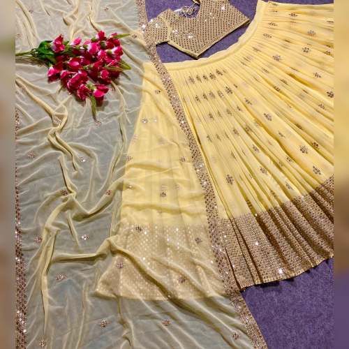 Lemon Yellow Party Wear Georgette Choli 