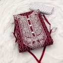 Maroon n White Combo Soft Cotton Dress Material thumb 3