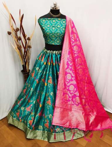 Party Wear Semi Stitched Jacquard Lehenga Choli  by Fashionvers