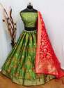 Party Wear Semi Stitched Jacquard Lehenga Choli  thumb 7