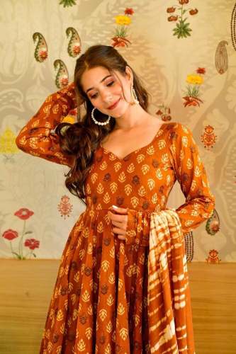 Satin Silk Digital Printed Gown