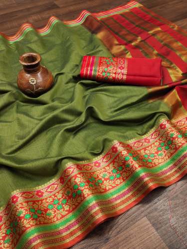 Soft Cotton Silk Saree With Chit Pallu by Fashionvers