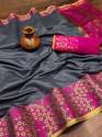 Soft Cotton Silk Saree With Chit Pallu thumb 4