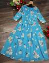 Trendy Sky Blue Digital Print Georgette Gown thumb 2