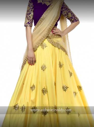 Designer Yellow Embroidery Lehenga Choli  by Ashwini Reddy