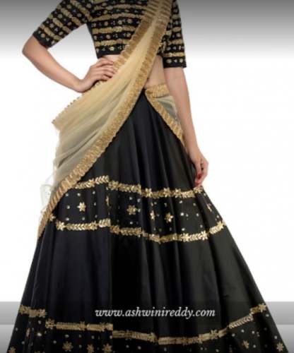 Fancy Black Gotta Patti Lehenga Choli For Ladies by Ashwini Reddy