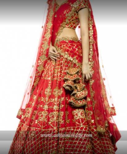 New Red Embroidery Bridal Lehenga Choli For Ladies by Ashwini Reddy