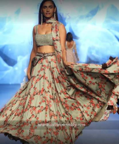 Printed Semi Stitch Lehenga Choli For Women by Ashwini Reddy