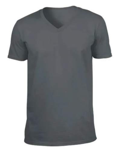 Men Grey Cotton V-Neck T shirts by BLUE WEAR GARMENTS