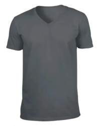 Men Grey Cotton V-Neck T shirts