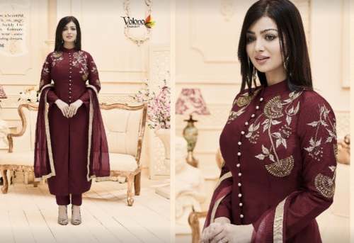 Buy Brown Embroidery Suit For Ladies by Volono Trendz