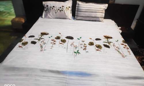 Fancy Printed White Bed Sheet 