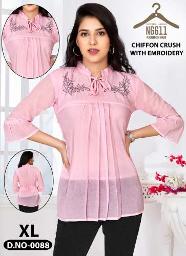 CHIFFON CRUSH WITH EMBROIDERY 