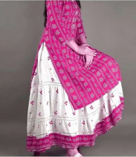 Printed Kurti With Skirt Set