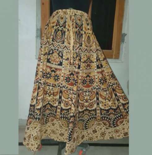 Cotton Bagru Print Skirt by Khushank Fashions