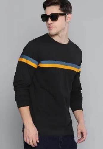 Striped Design Round Neck Mens T shirt 