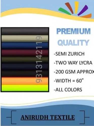 Poly Spandex 2 way Lycra Fabric  by Prerana Textile