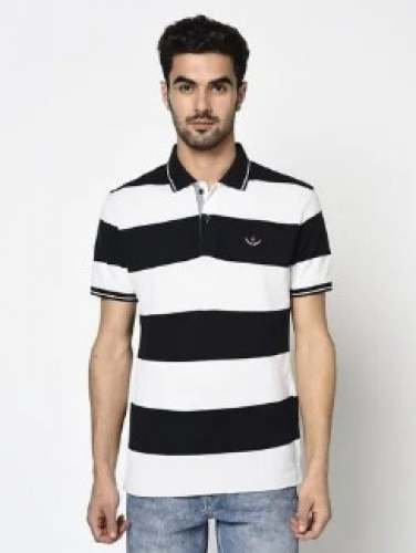 Collar Neck Black And White T shirt for Men by Femella Fashions Pvt Ltd