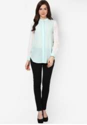 Office Wear Stand Collar Girls Shirt 