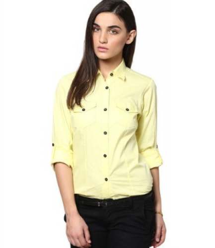 Fancy Yellow Cotton Ladies Shirt  by Kyo Creations Private Limited