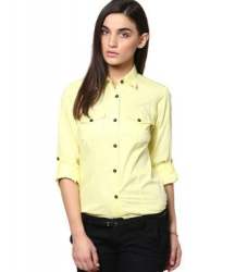 Fancy Yellow Cotton Ladies Shirt 