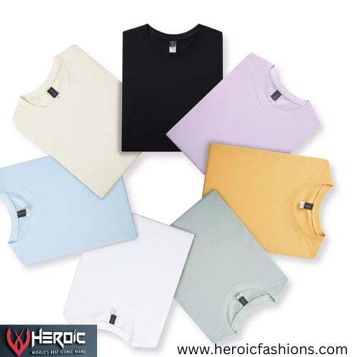 Half sleeve Crew neck plain t-shirt by Heroic fashion exim pvt ltd