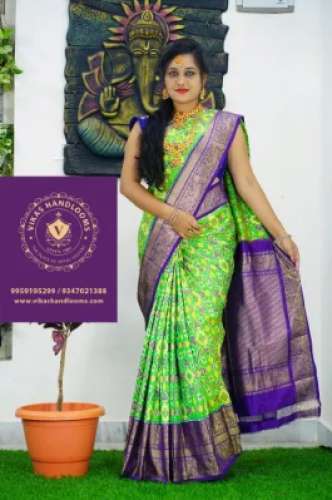 Green Pochampally Kanchi Border Saree by Vikas Handlooms