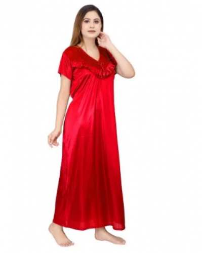 Ladies Red Satin Nighty by Seema Impex