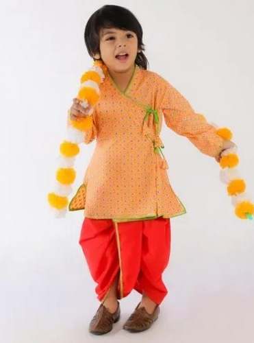 Printed Cotton Dhoti Kurta For Kids by One Life Creations