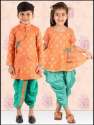 Silk Girls Half Sleeves Printed Dhoti Kurta Set thumb 1