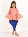 Silk Girls Half Sleeves Printed Dhoti Kurta Set thumb 2