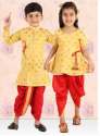 Silk Girls Half Sleeves Printed Dhoti Kurta Set thumb 3